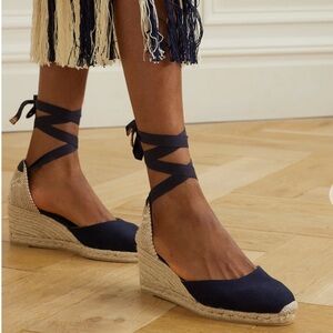 Castañer Carina 60 Canvas Wedge Espadrille. Navy. Size 36. New in box.